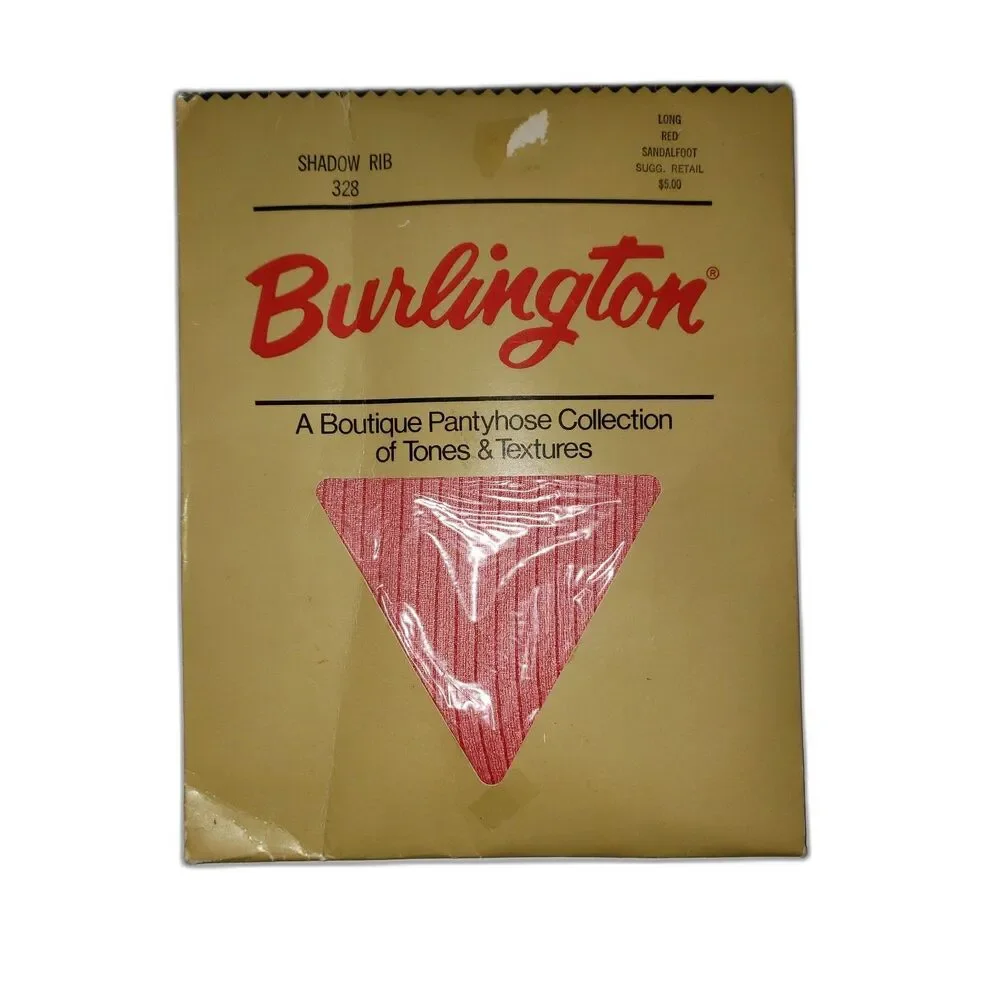 Vintage Burlington Shadow Rib Sheer Red Panty Hose Womens Size Long NEW